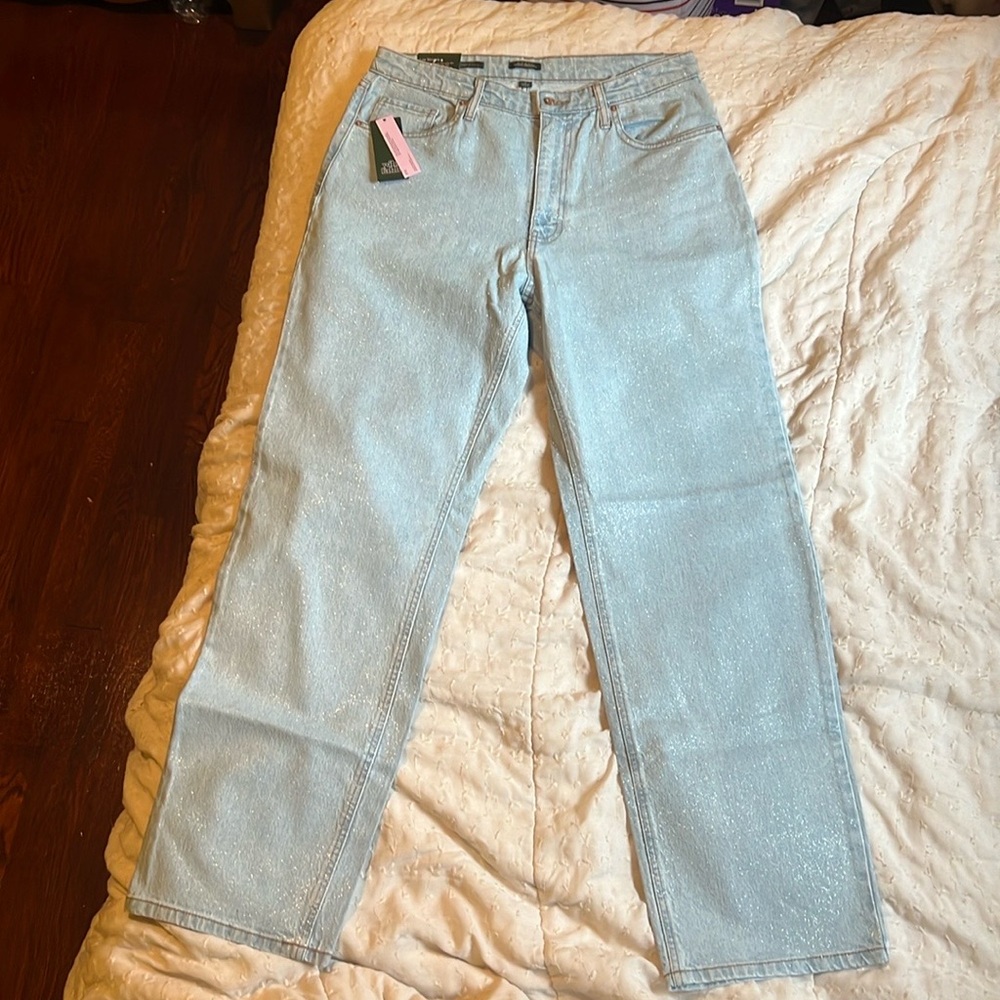 Wild Fable Women's 90's Relaxed Straight Glitter Jeans - Wild Fable™ Light Wash